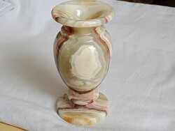 Ónix váza polírozott márvány 12,5cm természetes kő nagyon szép mintázat
