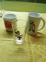 3 db Retró porcelán gyerek bögre óvodai pohár  katonás  meg macis 2 db és Mickey egér üvegpohár is