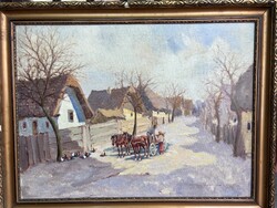 60x80cm..! Németh György - Házak közt...