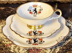 Bavaria Johann Seltmann Vohenstrauß Berlin címeres porcelán trió (csésze, alátét, süteményes tányér)