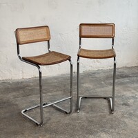Retro csővázas rattan bárszék Marcel Breuer "Cesca"