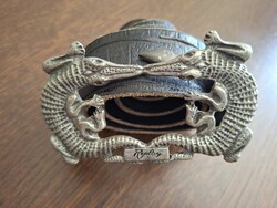 Régi Replay bőr öv fekete unisex size 85 krokodil csatos