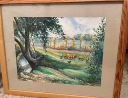 Akvarell életkép, Bajót (Takács Gyula, 1966)