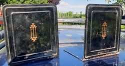 Antik art deco lakkozott fém könyvtámasz ( pár) - Soennecken Germany