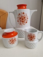 Mid-Century modern, retró stílusú hibátlan Schirnding Bavaria hippi flower-power kávés/teás szett