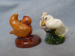 2 db régi mini kerámia figura szecessziós art deco kerámia madár 1910 es 20 as évek kacsa kakas