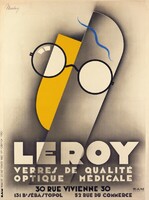 Márton Lajos Leroy Optique Medicale Vintage art deco szemüveg optikus reklám plakát reprint nyomat