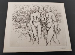 Hans Vent kisgrafika, rézkarc, női akt