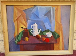 Sikuta Gusztáv (1919-1985) Art Deco Csendélet,Képcsarnokos Festmény