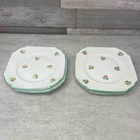 Victoria Czechoslovakia zöld virágos porcelán kistányér szett