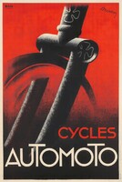 Márton Lajos: Cycles Automoto Vintage art deco kerékpár bicikli reklám plakát reprint nyomat