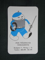 Kártyanaptár,Budapest,IMI ipari műszergyár szerviz,grafikai,reklám figura,1973   (6)