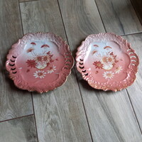 2 régi gyönyörű virágos porcelán tányér