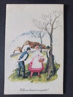 Régi rajzos képeslap Győry Miklós - Kellemes Húsvéti Ünnepeket!