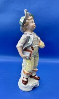 Ritka német GDR porcelán iskolás kisfiú figura 26 cm magas