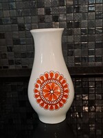Retro Alföldi porcelán váza narancssárga virágos