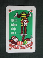 Kártyanaptár,Budapest,Fővárosi Nagycirkusz,grafikai,majom,1974   (6)