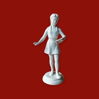 Drasche / Kőbánya porcelán olvasó lány figura – antik hangulatú porcelán szobor