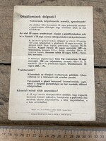 -AX483- Régi szocialista röplap Gépállomások dolgozói Szikra Nyomda 1950 traktoros propaganda papír