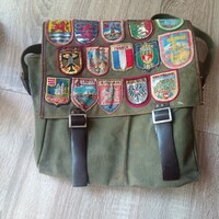 Hiking backpack, bread bag with patches