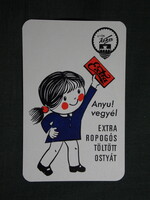 Kártyanaptár,Győr,Keksz és ostyagyár,grafikai,Extra csokoládé,gyerek modell,1974   (6)