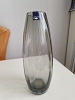 Eredeti, hibátlan Leonardo füstszürke üveg váza – modern, letisztult dizájn, 23cm magas