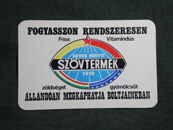 Kártyanaptár,Heves megyei zöldség gyümölcs üzletek,Eger ÁFÉSZ,1974   (6)