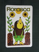Kártyanaptár,Florasca virágföld,Sopron talajerő gazdálkodási váll,grafikai,vakond,1978   (6)