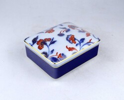 2A436 Régi virágmintás portugál VA ( VISTA ALEGRE ) jelzéses porcelán bonbonier