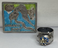 Daedalus Jewellery görög designer 14 K rátétes 950 ezüst pókos gyűrű