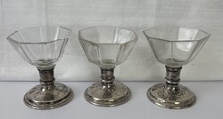 1860 budapesti 13 lattos biedermeier ezüst metszett üveg pohár szett