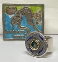 Daedalus Jewellery görög designer 14 K rátétes 950 ezüst Phaisztoszi korong gyűrű