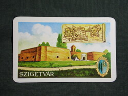 Kártyanaptár,MN,Történelmi váraink,Szigetvár vár,grafikai,1977   (6)