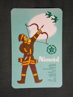 Kártyanaptár,Nimród vadászboltok,Erdei termék vállalat,grafikai rajzos,vadász,íjjász,1977   (6)