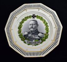 I. világháború német propaganda porcelán dísztál: PAUL VON HINDENBURG NÉMET TÁBORNAGY