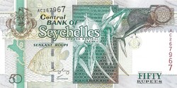50 rupia rupees 2005 Seychelles szigetek piros sorszám Gyönyörű
