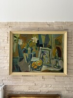 Dallos Lívia(1927-1984) - Csendélet 80x60cm (Képcsarnokos) festmény