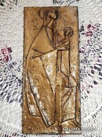 ERWIN HUBER SZOBRÁSZMŰVÉSZ ALKOTÁSA:  SZŰZ MÁRIA KISJÉZUSSAL DOMBOR PLAKET