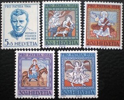 Sv836-40 / Switzerland 1966 Pro Patria stamp series mint