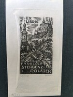 Sterbenz Károly (1901-1993): Ex libris familiae Sterbenz-Polster (1970) – Ritka 3. próbanyomat