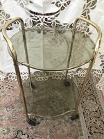 Rolling serving cart ,with glass shelves