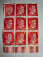 Teljesen ÉPSÉGBEN ! 9DB POSTATISZTA -ADOLF HITLER III.BIRODALOM -BÉLYEGBLOKK 12 BIRODALMI PFENNINGES