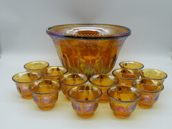 K898 Indiana Glass Co. Marigold karnevál üveg puncsos készlet