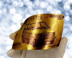 Polski FIAT 24k aranyfóliás FIAT126 replika aranyozott emlék bankjegy