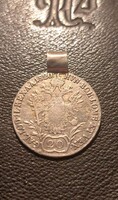 Ausztria 1820A 20 Kreuzer Ag "II. Ferenc" átfűzhető nyaklánc medálnak EZÜST.