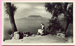 Nagyon szép , régi Balaton -i fotó képeslap  -  Fonyód Bélatelepről kilátás Badacsonyra 1943