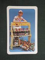 Kártyanaptár,Hosszúhegyi borgazdaság,Sükösd,bor,pezsgő,vermut,Kalocsa népviselet, 1979   (6)