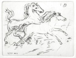 Borsos Miklós - Lovak 9 x 12 cm rézkarc, papír