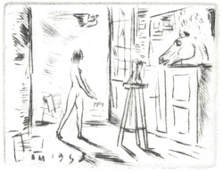 Borsos Miklós - Műterem 7,5 x 10 cm rézkarc, papír 1953