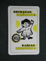Kártyanaptár,Karcag,Kunmadaras ÁFÉSZ áruház,szaküzletek,grafikai,reklám figura, 1980   (6)